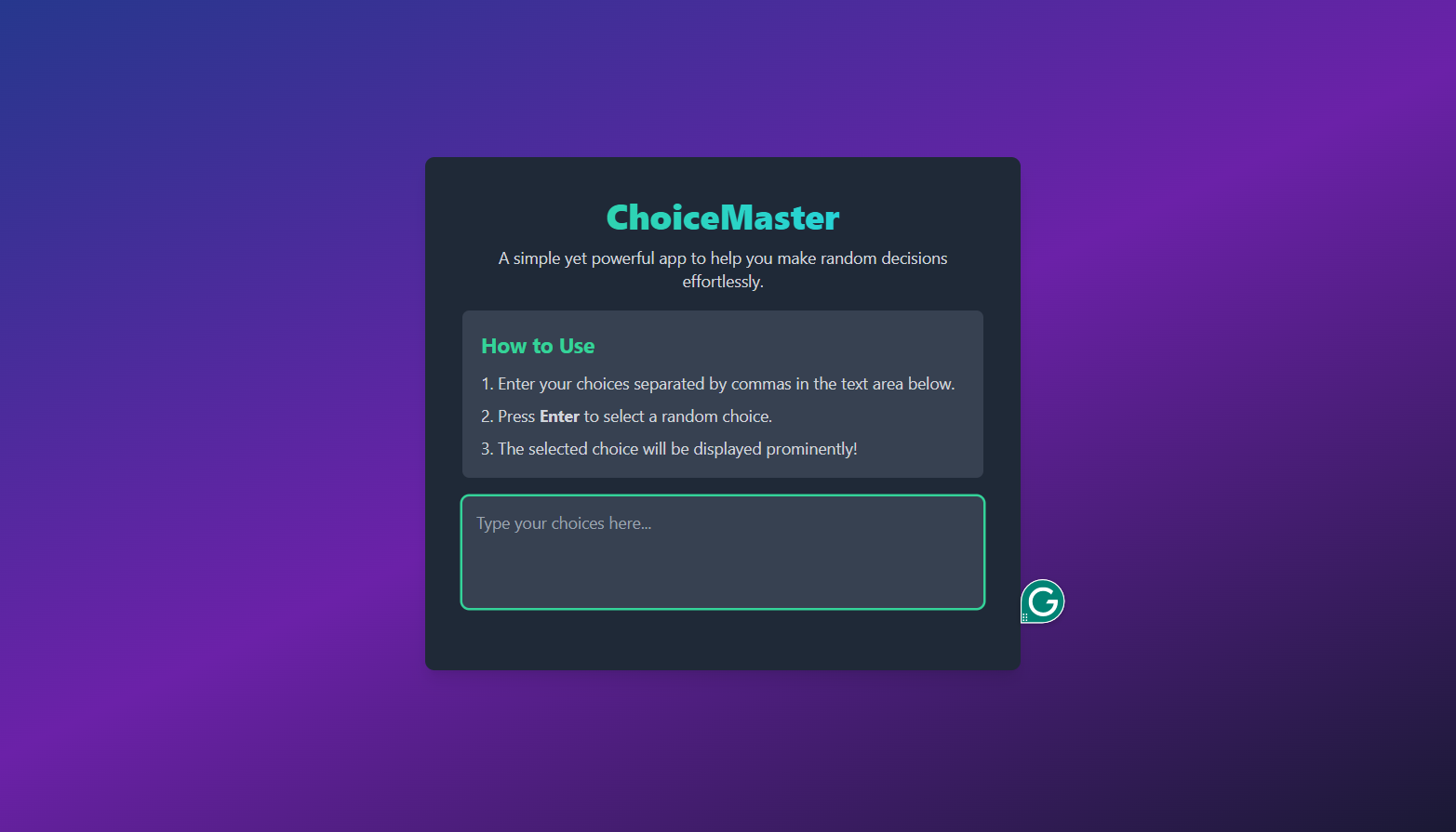 ChoiceMaster App