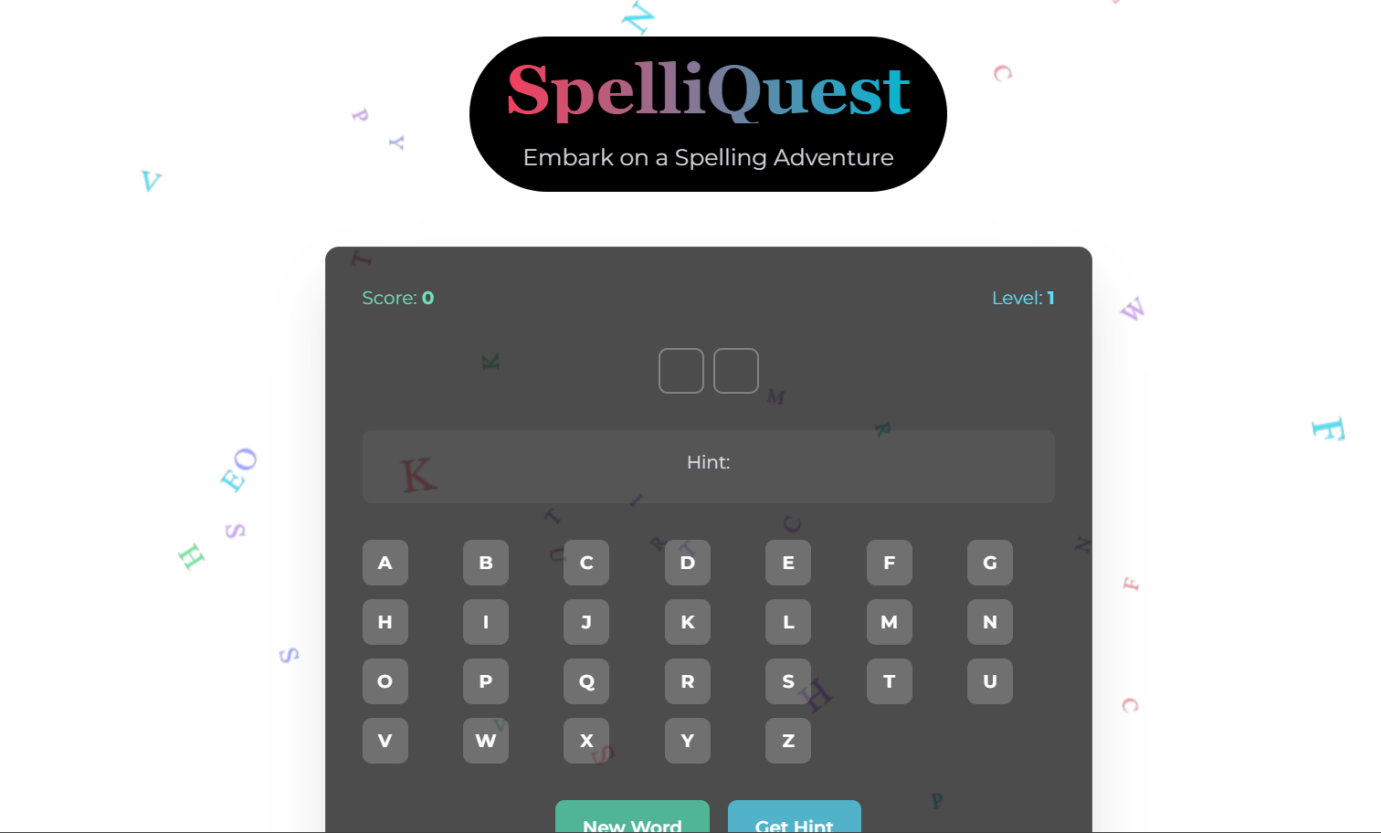 SpelliQuest Spelling Game